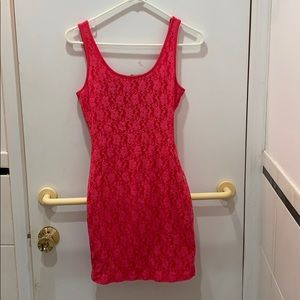 A pink, bodycon dress